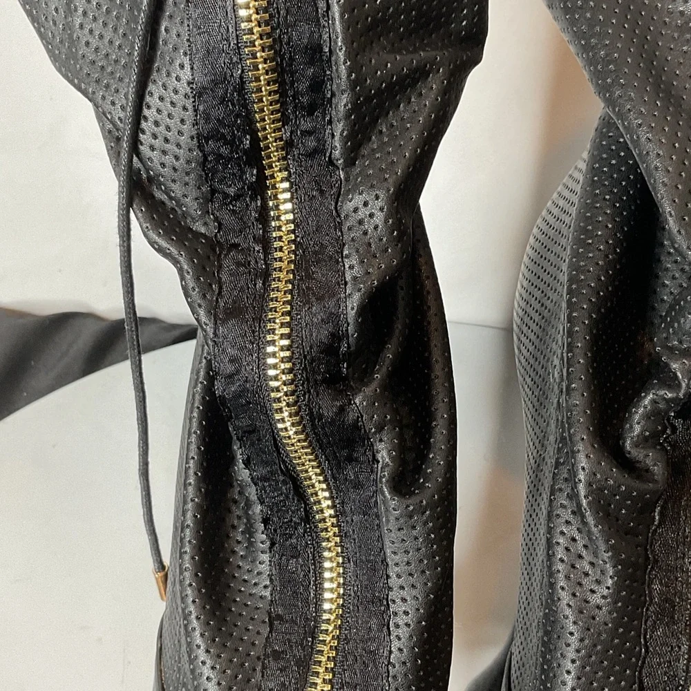 Cape Robbin Black Heeled Boots with Gold Zipper - Picture 3 of 5